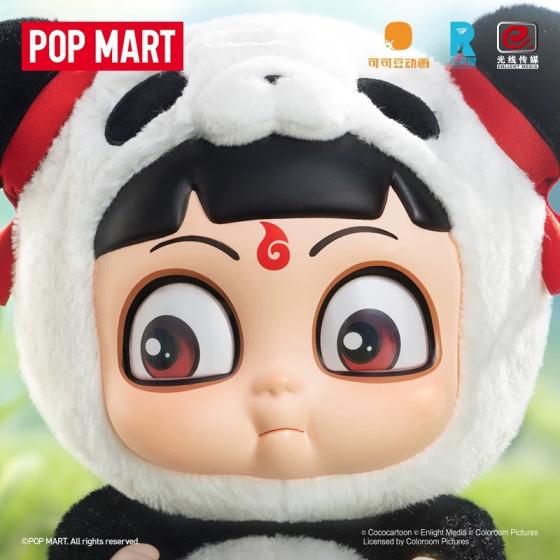 POPMART泡泡玛特《哪吒之魔童闹海》抱抱系列搪胶脸毛绒熊猫哪吒