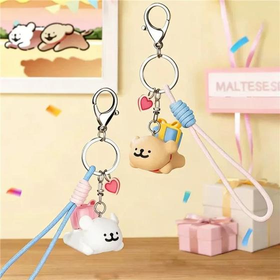 Line Dog Gift Keychain - White Version
