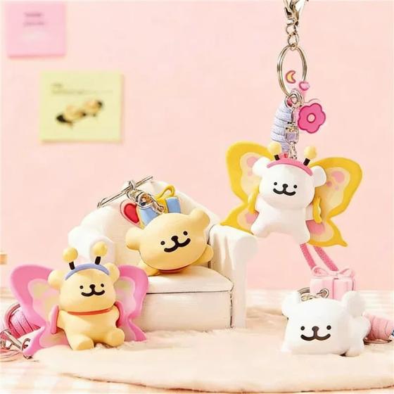 Line Dog Butterfly Keychain - Golden Retriever Version