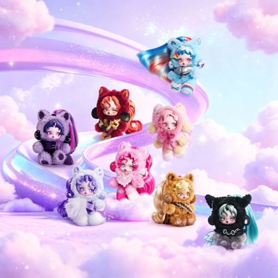 POPMART泡泡玛特SKULLPANDA × 小马宝莉毛绒公仔挂件盲盒