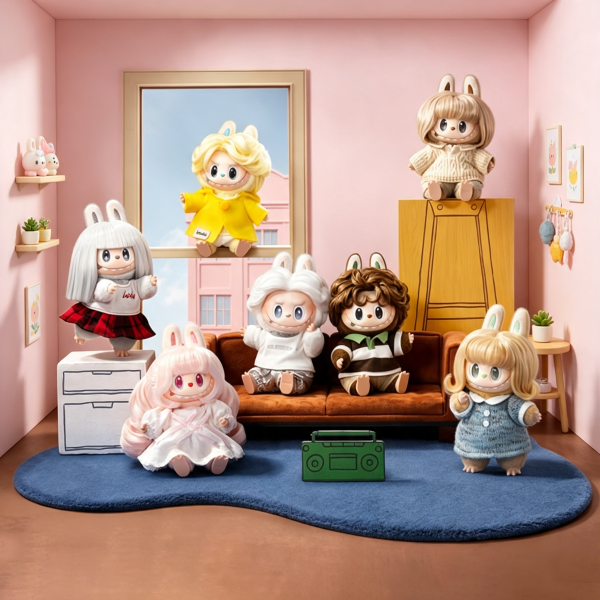 POPMART泡泡玛特THE MONSTERS 复古理发店搪胶毛绒挂件盲盒
