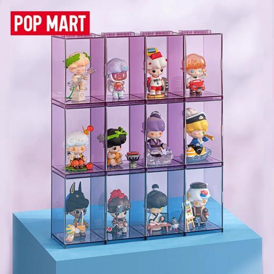 POPMART泡泡玛特 POP单体展示盒3个装单体粉色紫色手办收纳盒