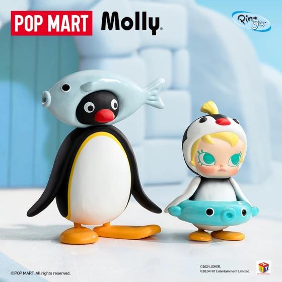 POPMART泡泡玛特Baby Molly × PINGU鱼趣多多手办摆件